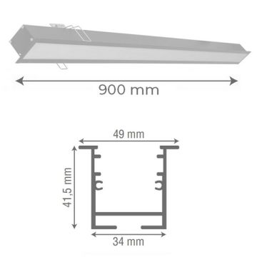 goldX ZE2006 Siyah/Beyaz Kasa 30 Watt 100 cm Sıva Altı Lineer Armatür (SAMSUNG LED & EAGLERISE Driver)