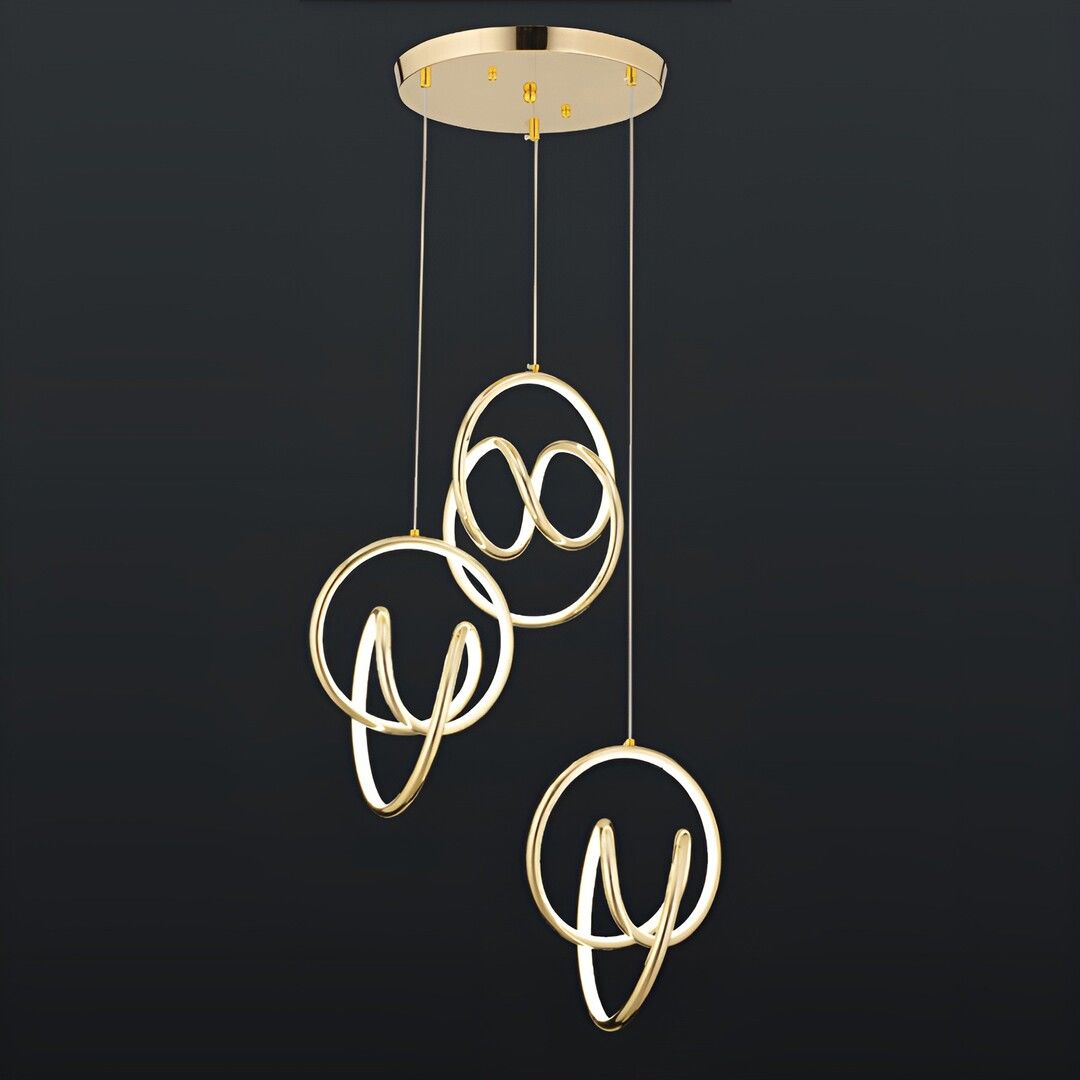 CL-701-3 180 Watt Üçlü Gold Modern LED Avize - 3 Işık Renkli (Beyaz + Ilık Beyaz + Gün Işığı)