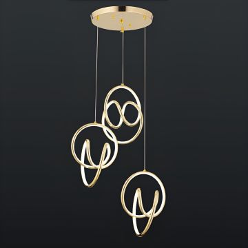 CL-701-3 180 Watt Üçlü Gold Modern LED Avize - 3 Işık Renkli (Beyaz + Ilık Beyaz + Gün Işığı)