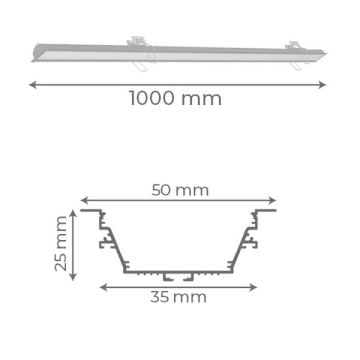 goldX ZE2043 Siyah/Beyaz Kasa 30 Watt 100 cm Sıva Altı Lineer Armatür (SAMSUNG LED & EAGLERISE Driver)