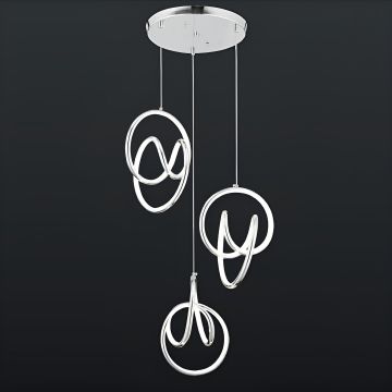 CL-701-3 180 Watt Üçlü Krom Modern LED Avize - 3 Işık Renkli (Beyaz + Ilık Beyaz + Gün Işığı)