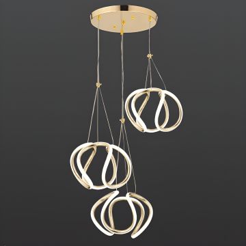 CL-702-3 180 Watt Üçlü Gold Modern LED Avize - 3 Işık Renkli (Beyaz + Ilık Beyaz + Gün Işığı)