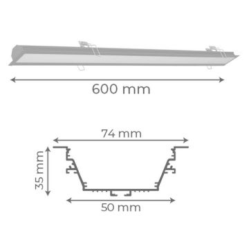 goldX ZE2044 Siyah/Beyaz Kasa 18 Watt 60 cm Sıva Altı Lineer Armatür (SAMSUNG LED & EAGLERISE Driver)