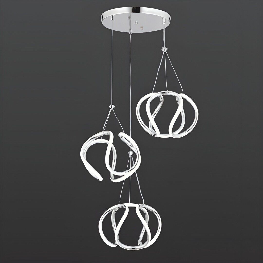 CL-702-3 180 Watt Üçlü Krom Modern LED Avize - 3 Işık Renkli (Beyaz + Ilık Beyaz + Gün Işığı)