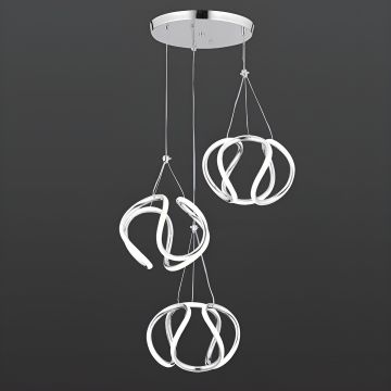 CL-702-3 180 Watt Üçlü Krom Modern LED Avize - 3 Işık Renkli (Beyaz + Ilık Beyaz + Gün Işığı)