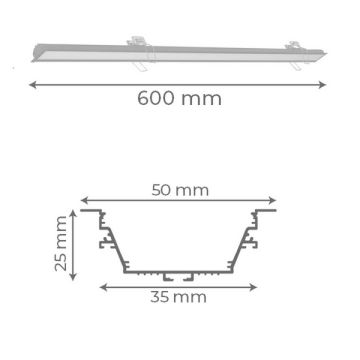 goldX ZE2043 Siyah/Beyaz Kasa 12 Watt 60 cm Sıva Altı Lineer Armatür (SAMSUNG LED & EAGLERISE Driver)