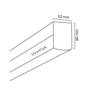 GOYA GY 8036-120 Siyah/Beyaz Kasa 58 Watt 120 cm Sıva Üstü Lineer Armatür