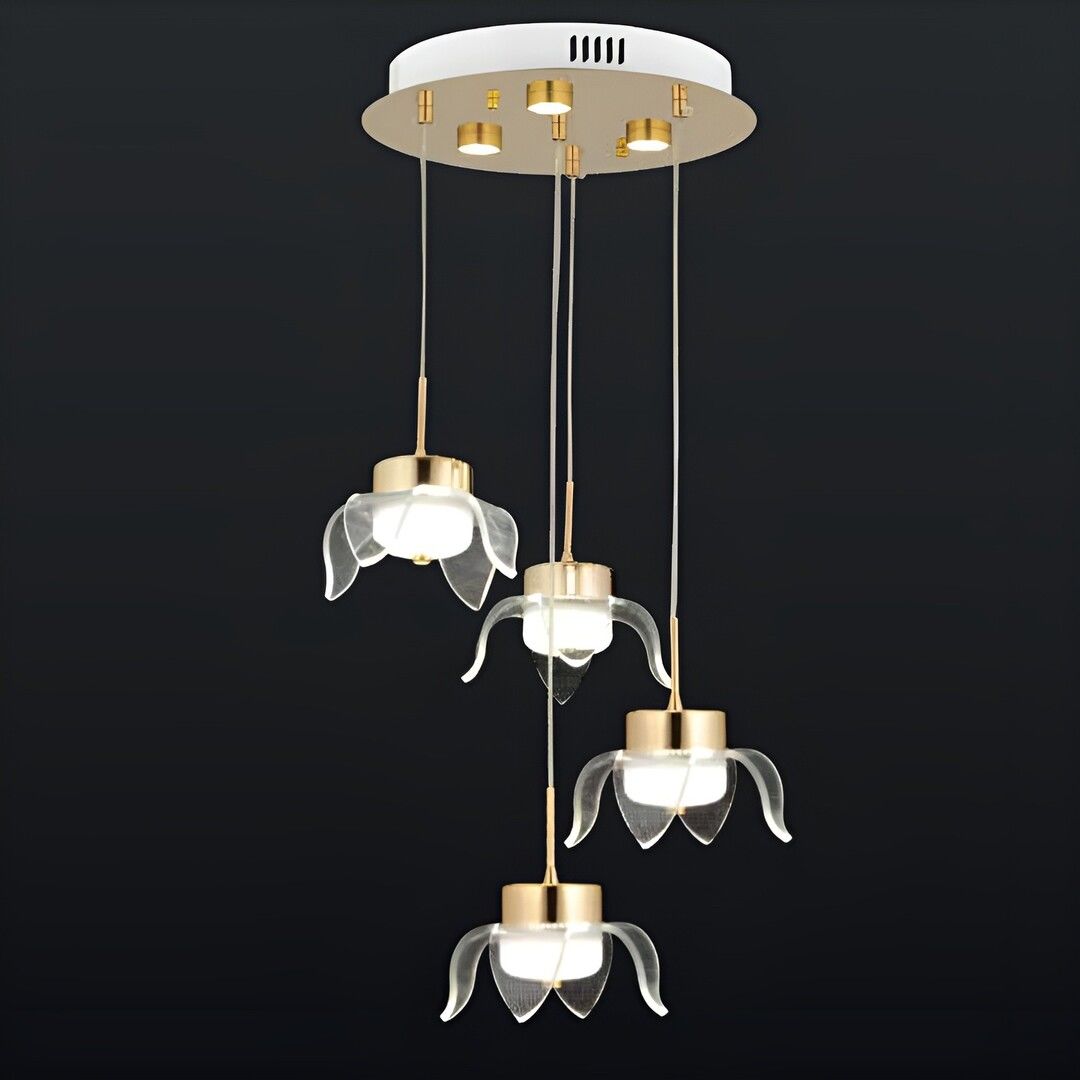 CL-760-4 73 Watt Üçlü Gold/Krom Modern LED Avize - 3 Işık Renkli (Beyaz + Ilık Beyaz + Gün Işığı)