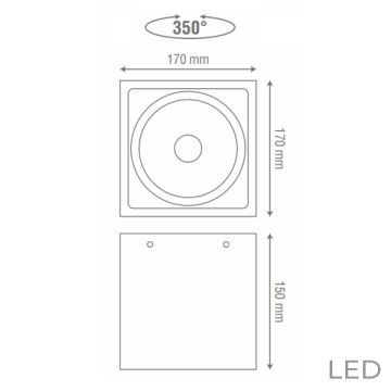 goldX ZE756-BK 17x17x15 cm 40 Watt Siyah Sıva Üstü LED Spot (SAMSUNG LED & TRIDONIC Driver)