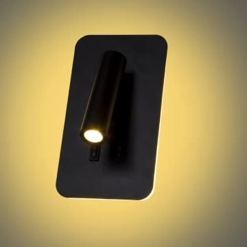 NOAS YL85-0732 RONDA 7+3 Watt Siyah Yatak Başı LED Aplik - Gün Işığı (3200K)