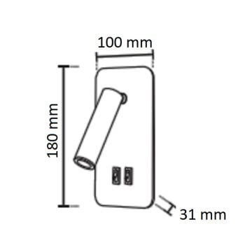 NOAS YL85-0732 RONDA 7+3 Watt Siyah Yatak Başı LED Aplik - Gün Işığı (3200K)