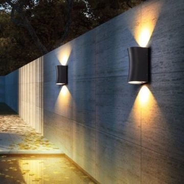 NOAS YL83-1032 MİRA 6 Watt Siyah Çift Yönlü Dış Mekan LED Aplik - Gün Işığı (3200K) - IP65