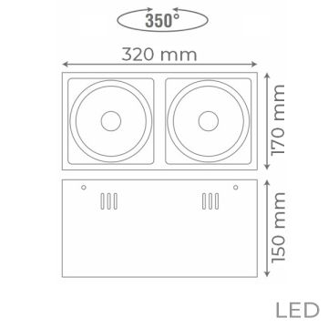 goldX ZE757-BK 2x20 Watt Siyah Sıva Üstü İkili LED Spot (SAMSUNG LED & TRIDONIC Driver)