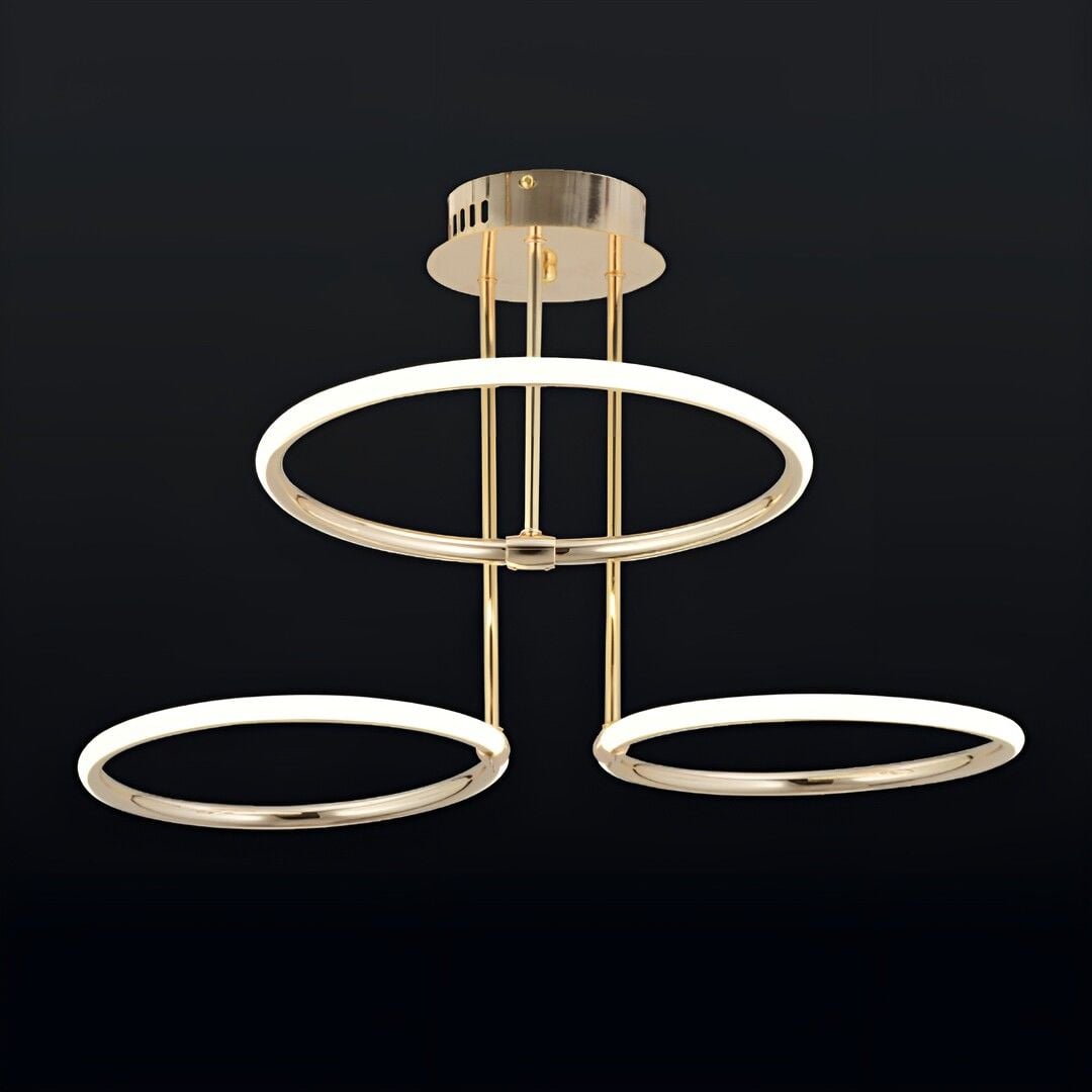 CL-729-3 94 Watt Üçlü Gold Modern LED Avize - 3 Işık Renkli (Beyaz + Ilık Beyaz + Gün Işığı)