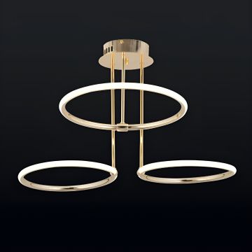 CL-729-3 94 Watt Üçlü Gold Modern LED Avize - 3 Işık Renkli (Beyaz + Ilık Beyaz + Gün Işığı)