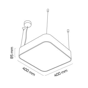 GOYA GY 8115-40 Siyah/Beyaz Kasa 36 Watt 40x40 cm Sıva Üstü Lineer Armatür