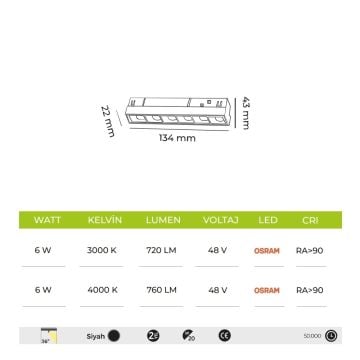 MOLLED MOL6028 Tuya Dimli 6Watt Lensli LED Magnet Spot (OSRAM LED)