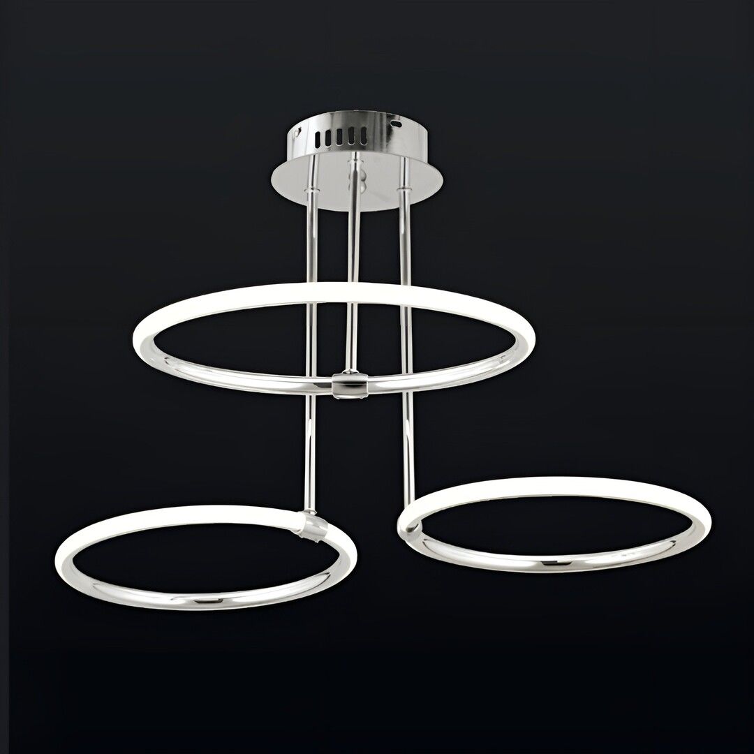 CL-729-3 94 Watt Üçlü Krom Modern LED Avize - 3 Işık Renkli (Beyaz + Ilık Beyaz + Gün Işığı)