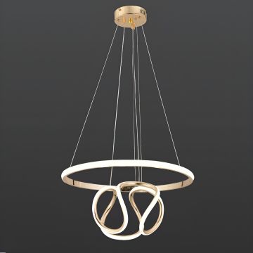 CL-724 116 Watt Gold Modern LED Avize - 3 Işık Renkli (Beyaz + Ilık Beyaz + Gün Işığı)