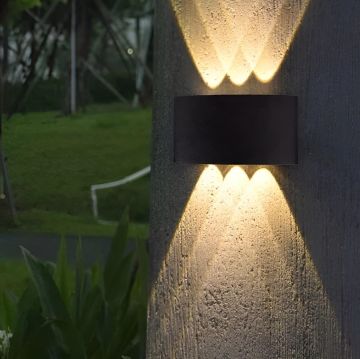 NOAS YL83-1012 EFES 6 Watt Siyah Çift Yönlü Dış Mekan LED Aplik - Gün Işığı (3200K) - IP65