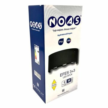 NOAS YL83-1012 EFES 6 Watt Siyah Çift Yönlü Dış Mekan LED Aplik - Gün Işığı (3200K) - IP65