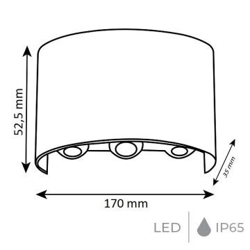 NOAS YL83-1012 EFES 6 Watt Siyah Çift Yönlü Dış Mekan LED Aplik - Gün Işığı (3200K) - IP65