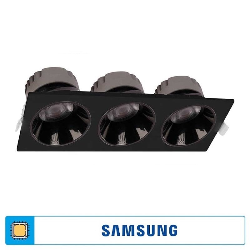 ACK AD10-03711 3x25 Watt Siyah Üçlü Sıva Altı SAMSUNG LED Spot - Ilık Beyaz (4000K)