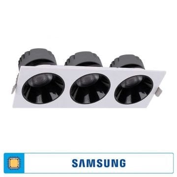 ACK AD10-03730 3x25 Watt Siyah-Beyaz Üçlü Sıva Altı SAMSUNG LED Spot - Beyaz Işık (6500K)