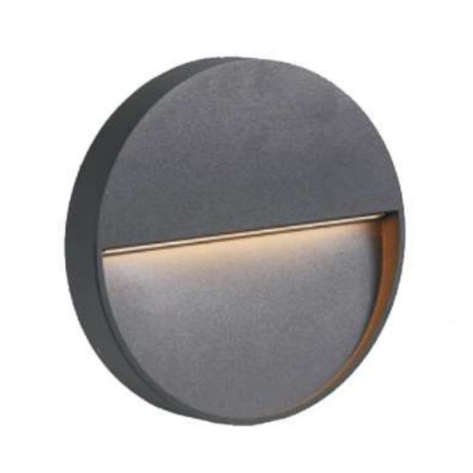 MOLLED MOL9091 5 Watt Antrasit Sıva Üstü Yuvarlak Dış Mekan LED Merdiven Armatürü - Gün Işığı (3000K)
