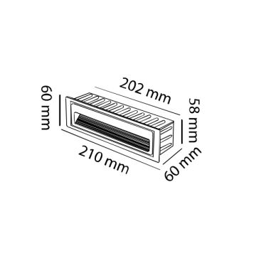MOLLED MOL9088 3 Watt Antrasit Sıva Altı Dikdörtgen Dış Mekan LED Merdiven Armatürü - Metal - Gün Işığı (3000K)