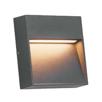 MOLLED MOL9096 5 Watt Siyah Sıva Üstü Kare Dış Mekan LED Merdiven Armatürü - Metal - Gün Işığı (3000K)