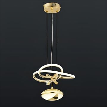 CL-704 68 Watt Gold Modern LED Avize - 3 Işık Renkli (Beyaz + Ilık Beyaz + Gün Işığı)