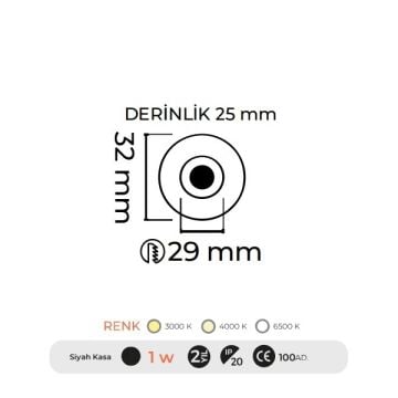 MOLLED MOL7012 1 Watt Siyah Kasa LED Yıldız Spot