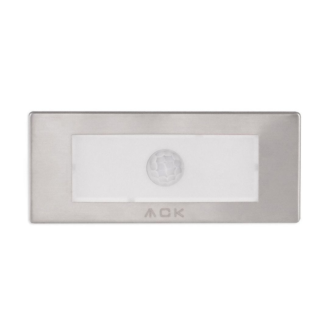 ACK AH07-01064 1.5 Watt Krom Kasa Sensörlü Sıva Altı Dikdörtgen LED Merdiven Armatürü - Mavi Işık