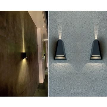 CreaLight CL-AP-113 2x5 Watt Çift Yönlü Dış Mekan LED Aplik - SAMSUNG LED - Metal Gövde - IP54 - Gün Işığı (3000K)