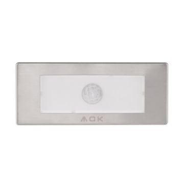 ACK AH07-01004 1.5 Watt Krom Kasa Sensörlü Sıva Altı Dikdörtgen LED Merdiven Armatürü - Gün Işığı (3000K)