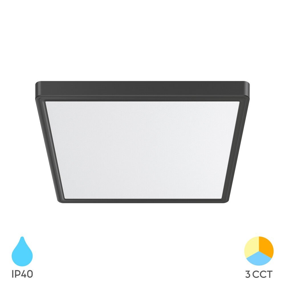 Braytron BP07-10481 36 Watt 40x40 cm Siyah Kasa Sıva Üstü Kare LED Panel Armatür - 3 Işık Renkli (Beyaz + Ilık Beyaz + Gün Işığı)