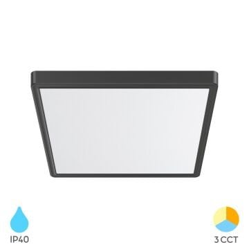 Braytron BP07-10481 36 Watt 40x40 cm Siyah Kasa Sıva Üstü Kare LED Panel Armatür - 3 Işık Renkli (Beyaz + Ilık Beyaz + Gün Işığı)