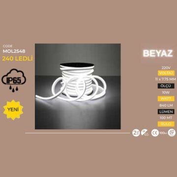 MOLLED MOL2548 220 Volt 240 Ledli Beyaz Işık Neon Led - 10 Watt/Metre - 7.75x11 mm [100 Metre]