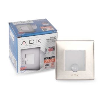 ACK AH07-00804 0.85 Watt Krom Kasa Sensörlü Sıva Altı Kare LED Merdiven Armatürü - Gün Işığı (3000K)