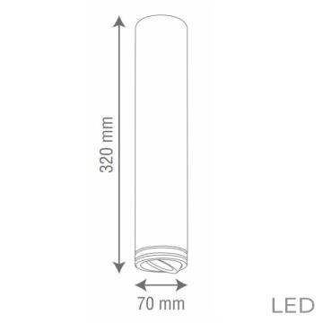 goldX ZE028 12 Watt 7x32 cm Siyah/Beyaz Sıva Üstü Silindir LED Spot (SAMSUNG LED & EAGLERISE Driver)