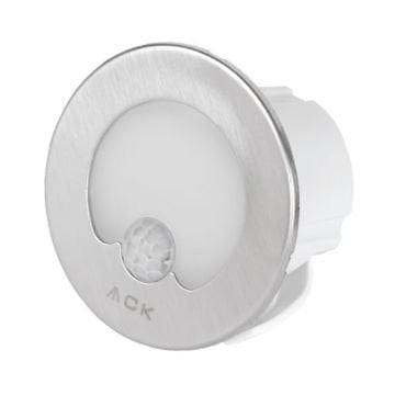ACK AH07-00634 0.85 Watt Krom Kasa Sensörlü Sıva Altı Yuvarlak LED Merdiven Armatürü - Beyaz Işık (6500K)