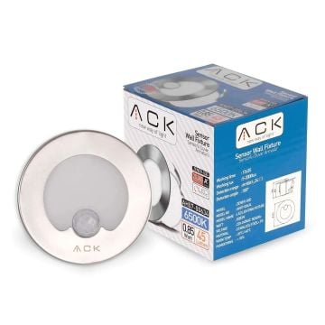 ACK AH07-00634 0.85 Watt Krom Kasa Sensörlü Sıva Altı Yuvarlak LED Merdiven Armatürü - Beyaz Işık (6500K)