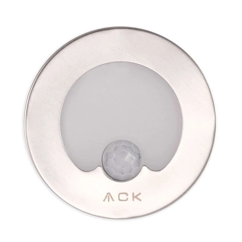 ACK AH07-00634 0.85 Watt Krom Kasa Sensörlü Sıva Altı Yuvarlak LED Merdiven Armatürü - Beyaz Işık (6500K)
