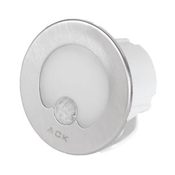 ACK AH07-00604 0.85 Watt Krom Kasa Sensörlü Sıva Altı Yuvarlak LED Merdiven Armatürü - Gün Işığı (3000K)