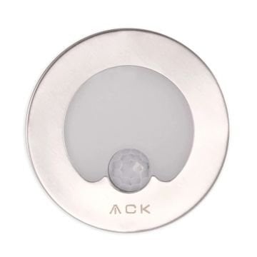 ACK AH07-00604 0.85 Watt Krom Kasa Sensörlü Sıva Altı Yuvarlak LED Merdiven Armatürü - Gün Işığı (3000K)