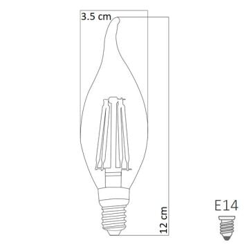 HEKA ERD-83 6 Watt Şeffaf Camlı Rustik Kıvrık Mum Ampul - Gün Işığı (3000K)