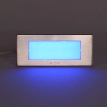 ACK AH07-01164 1.5 Watt Krom Kasa Sıva Altı Dikdörtgen LED Merdiven Armatürü - Mavi Işık