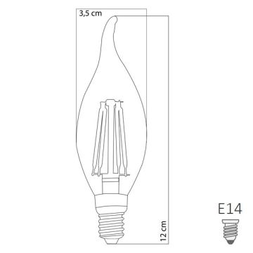 HEKA ERD-36 8 Watt Şeffaf Camlı Rustik Kıvrık Mum Ampul - Gün Işığı (3000K)