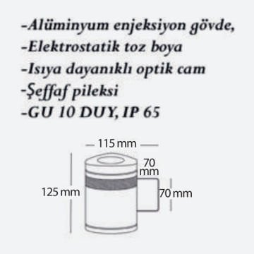 CreaLight CL-AP-119 Tek Yönlü Dış Mekan Aplik - GU10 Duylu - IP65